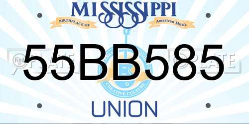 55BB585 Mississippi License Plate