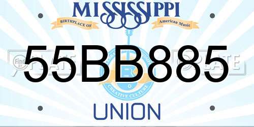 55BB885 Mississippi License Plate