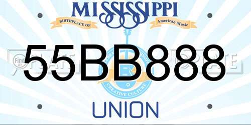 55BB888 Mississippi License Plate