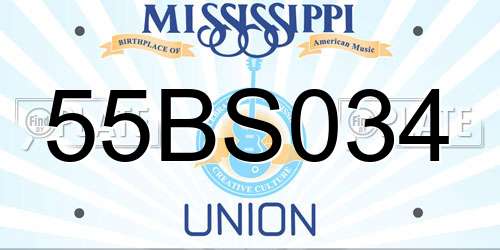 55BS034 Mississippi License Plate