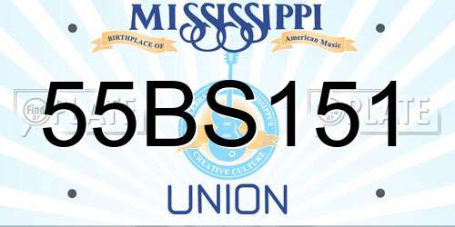 55BS151 Mississippi License Plate