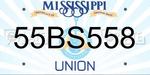 55BS558 Mississippi License Plate