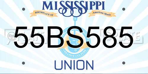 55BS585 Mississippi License Plate