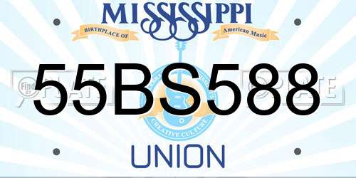 55BS588 Mississippi License Plate