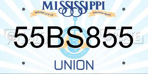 55BS855 Mississippi License Plate