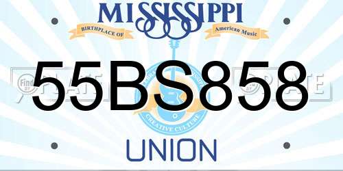55BS858 Mississippi License Plate