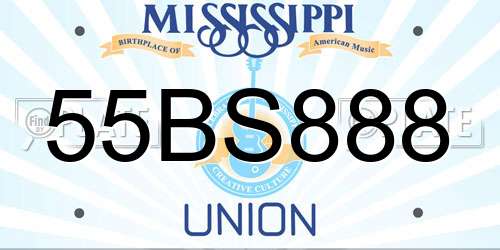 55BS888 Mississippi License Plate