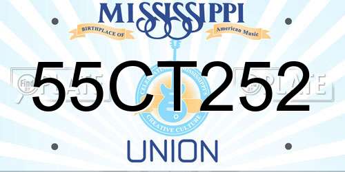 55CT252 Mississippi License Plate