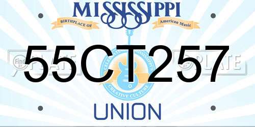 55CT257 Mississippi License Plate
