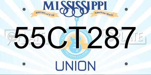 55CT287 Mississippi License Plate