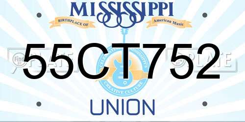 55CT752 Mississippi License Plate