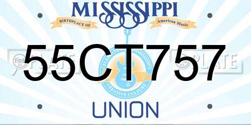 55CT757 Mississippi License Plate