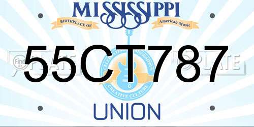 55CT787 Mississippi License Plate