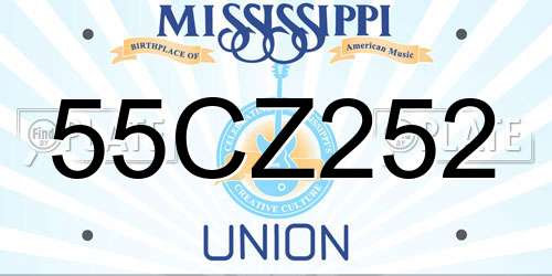 55CZ252 Mississippi License Plate