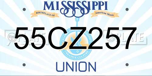 55CZ257 Mississippi License Plate