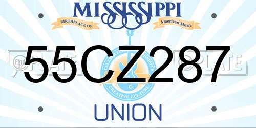 55CZ287 Mississippi License Plate
