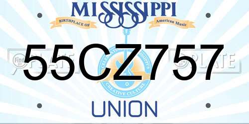 55CZ757 Mississippi License Plate