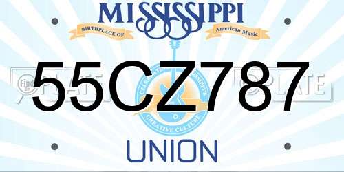 55CZ787 Mississippi License Plate