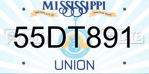 55DT891 Mississippi License Plate