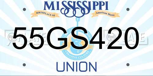 55GS420 Mississippi License Plate