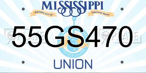 55GS470 Mississippi License Plate