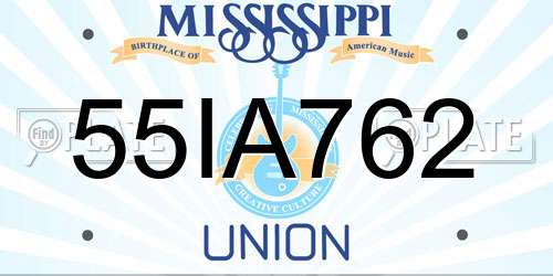 55IA762 Mississippi License Plate