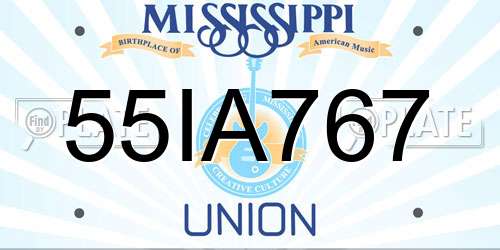 55IA767 Mississippi License Plate