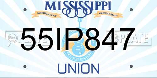 55IP847 Mississippi License Plate