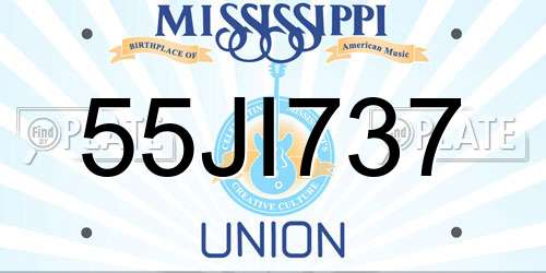 55JI737 Mississippi License Plate