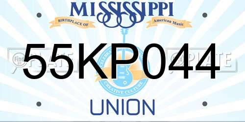 55KP044 Mississippi License Plate