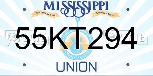 55KT294 Mississippi License Plate