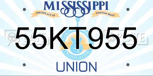 55KT955 Mississippi License Plate