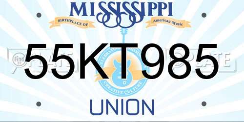 55KT985 Mississippi License Plate