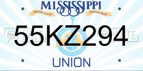 55KZ294 Mississippi License Plate
