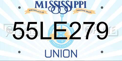 55LE279 Mississippi License Plate