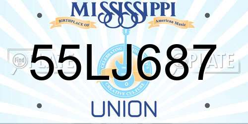 55LJ687 Mississippi License Plate