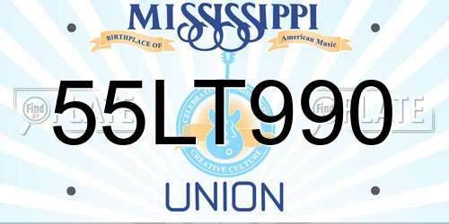 55LT990 Mississippi License Plate