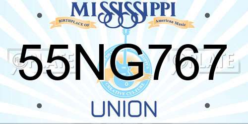 55NG767 Mississippi License Plate