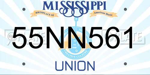 55NN561 Mississippi License Plate
