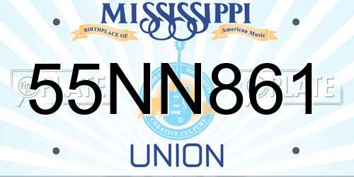 55NN861 Mississippi License Plate