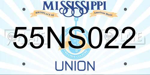 55NS022 Mississippi License Plate