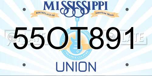 55OT891 Mississippi License Plate