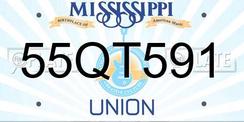 55QT591 Mississippi License Plate