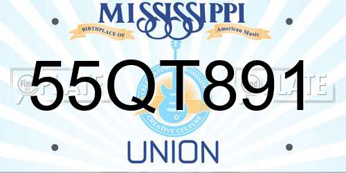 55QT891 Mississippi License Plate