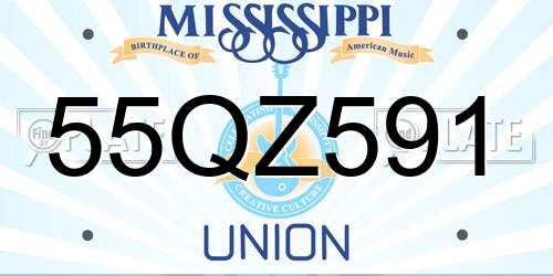 55QZ591 Mississippi License Plate
