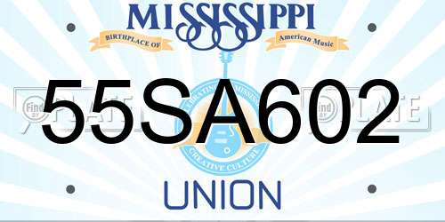 55SA602 Mississippi License Plate