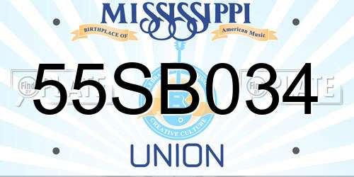 55SB034 Mississippi License Plate