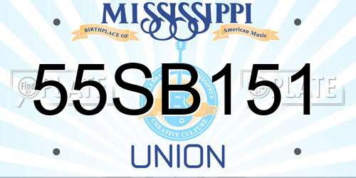 55SB151 Mississippi License Plate