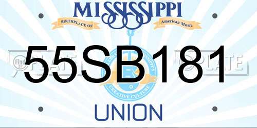 55SB181 Mississippi License Plate