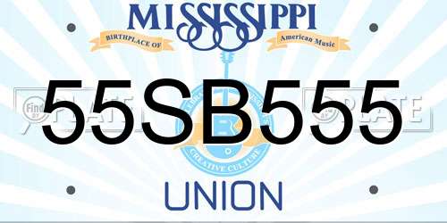 55SB555 Mississippi License Plate